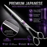 Kenchii Scorpion Dog Grooming Scissors 7in Curved - 7" Straight - image 2