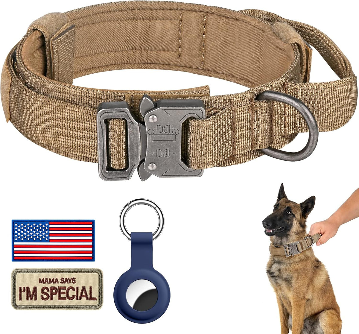 DAGANXI Tactical Dog Collar - Brown / XXL