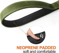 TwoEar 5FT 1IN Strong Green Dog Leash with 2 Padded Handles, Traffic Handle Extra Control, Comfortable Soft Dual Handle, Auto Lock Hook, Reflective Walking Lead for Small Medium and Large Dogs