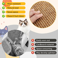 Sisal Cat Scratcher Mat with Sticky Tapes - Camel / 23.6" x 15.7" (2-Pack) - image 2