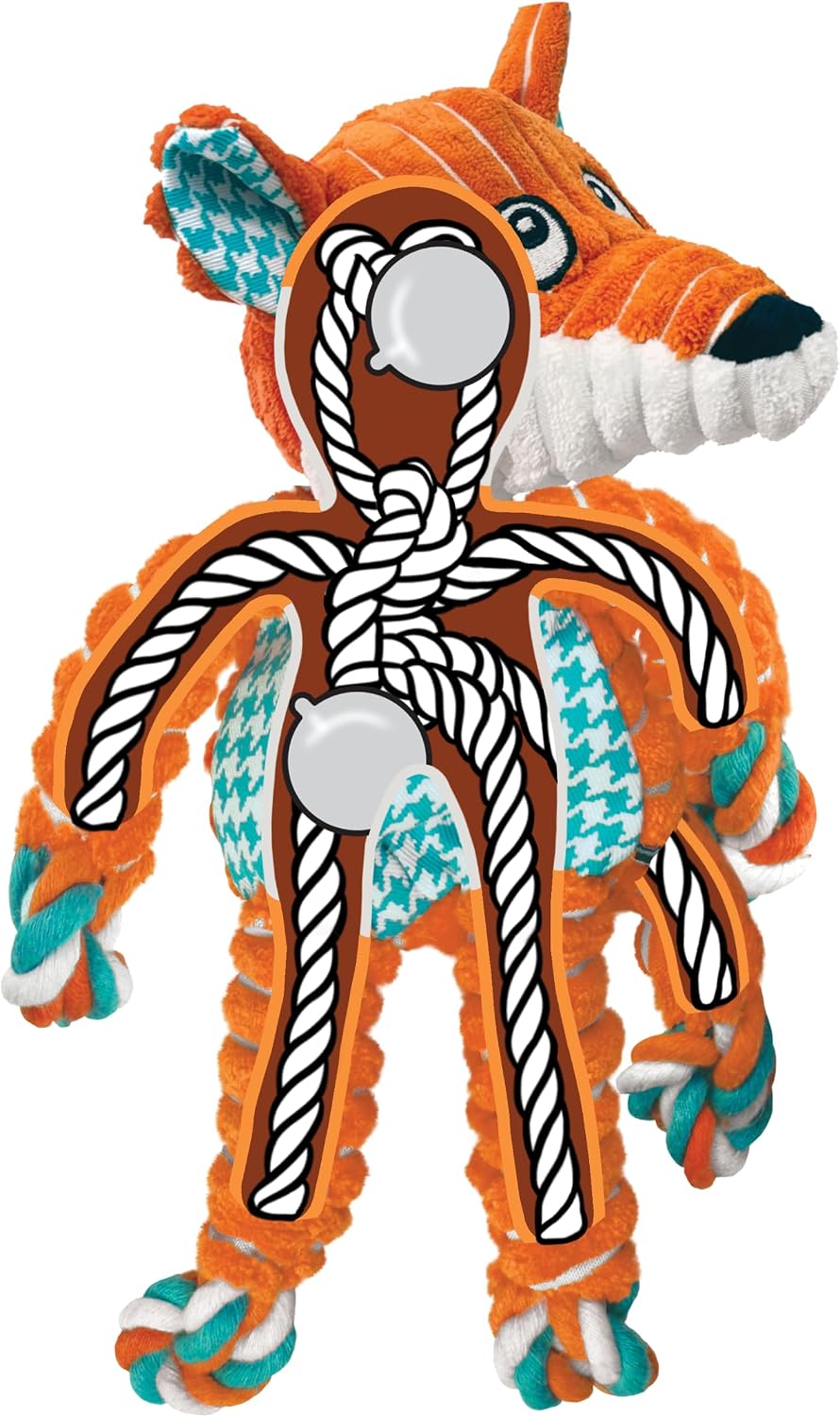 KONG Floppy Knots Rope and Plush Dog Toy - Fox / Medium/Large - image 4