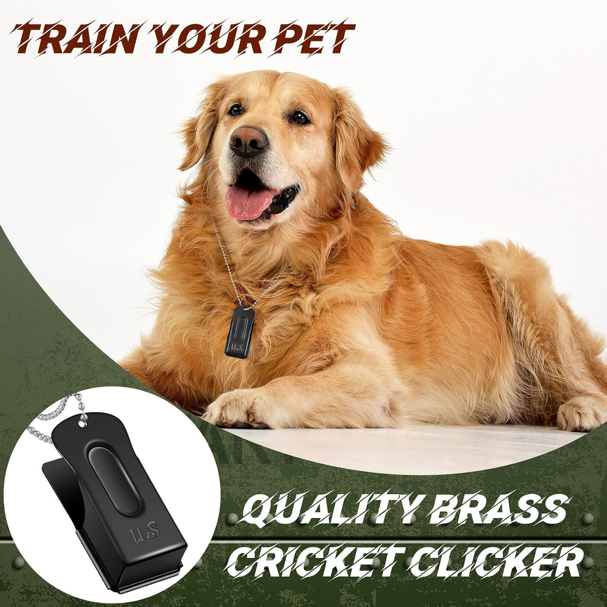 Jenaai 3 Pieces Brass Dog Training Clicker with Chain for Dogs Cats - Black - image 3