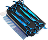 GEMEK 7 inch titanium dog grooming scissors set with comb, case and cleaning cloth