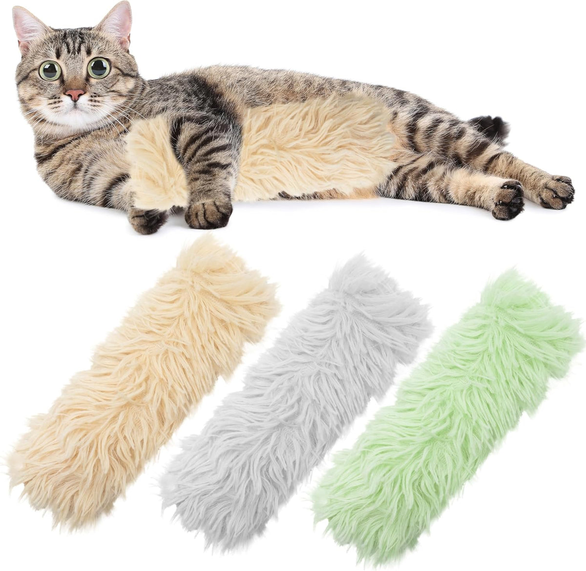 3 Pack Catnip Toys, Soft and Durable Cat Pillows Toys - Green+Yellow+Gray