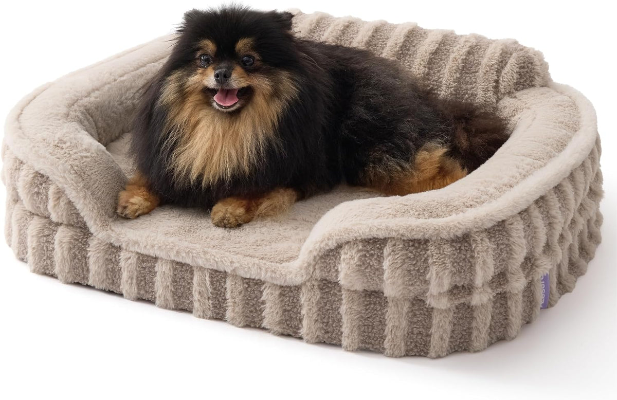 LE SURE Cute Cozy High Back Orthopedic Dog Beds Medium Size Dog - 24.0"l X 18.0"w X 6.0"th / Hazel