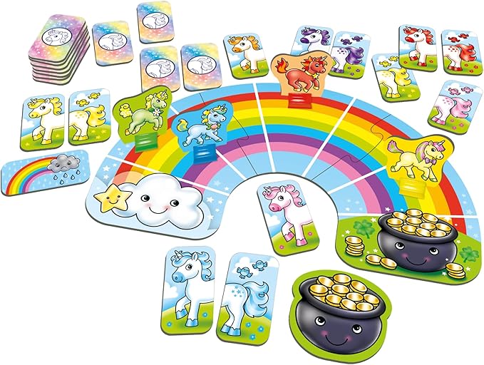 Orchard Toys Moose Games Rainbow Unicorns Game. Race Your Unicorns Over The Rainbow to a Pot of Gold in This Magical, Fun Color-Matching Game! Ages 3+ for 2-4 Players-Board Games-BIG FRENCHIES-TinyTreasures Baby Boutique
