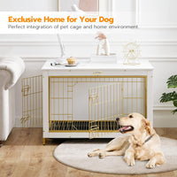HOOBRO Dog Crate Furniture, 38.6" Large Dog Kennel Indoor - 38.6"L x 25.6"W x 26.9"H / White - image 2