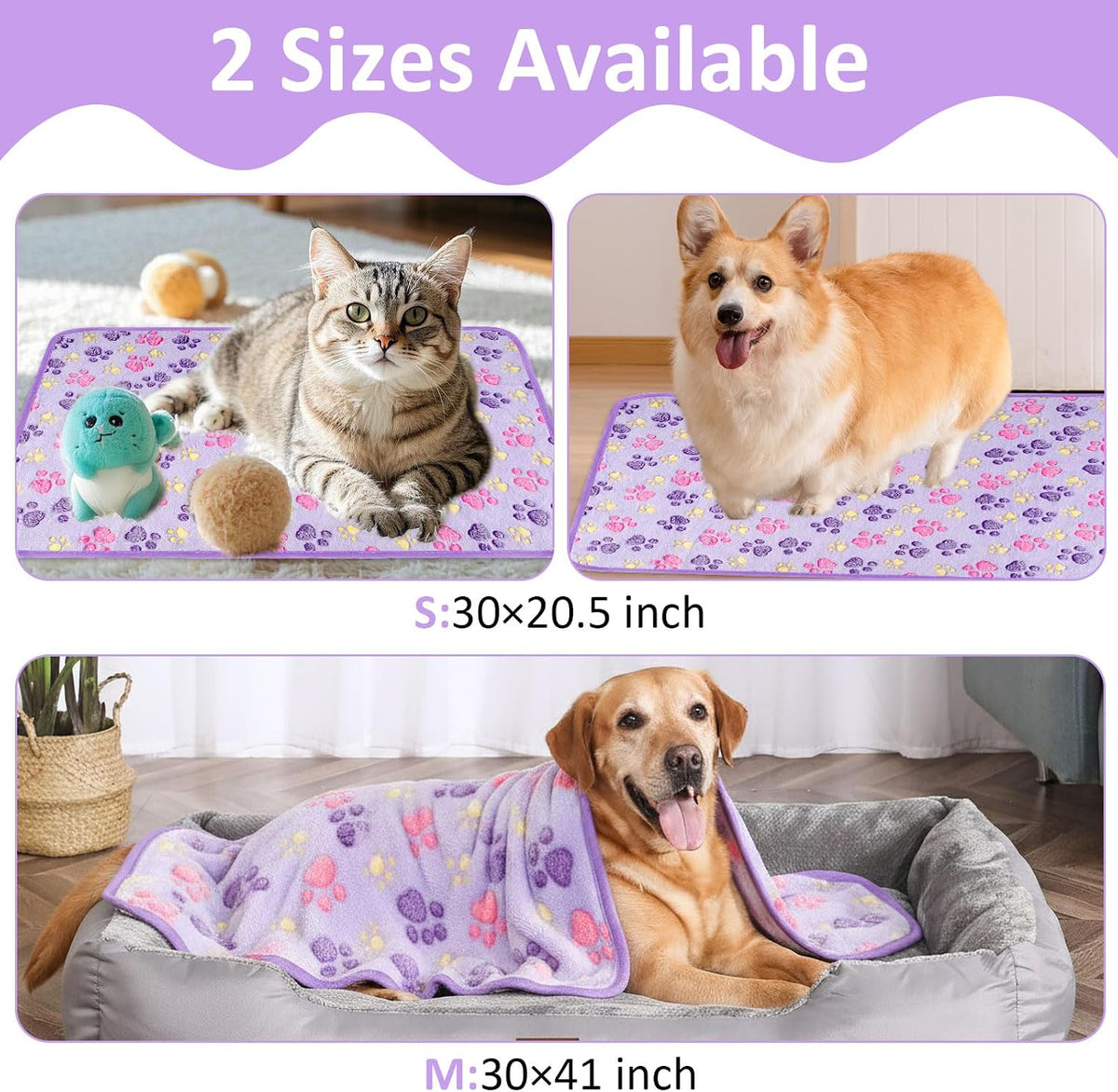 41" x 30" Dog Blankets for Medium Dogs, Cat - 41" x 30" / Purple / 1 - image 4