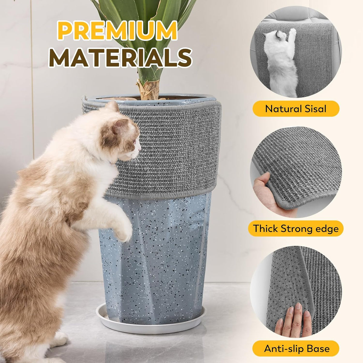 Sisal Cat Scratcher Mat with Sticky Tapes - Gray / 23.6" x 15.7" (2-Pack) - image 3
