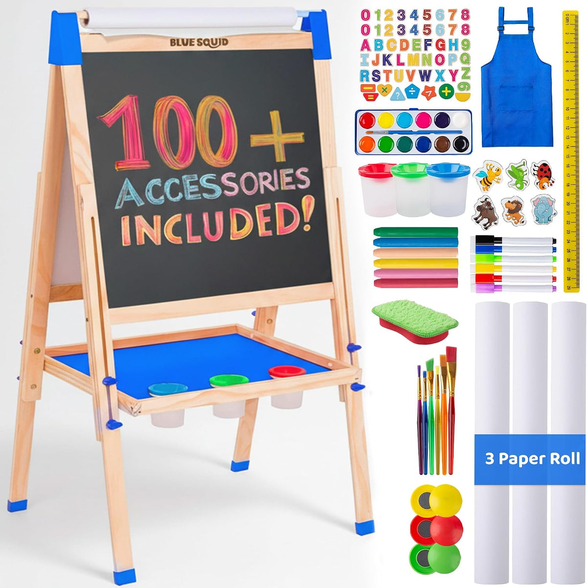 Blue Squid Art Easel for kids Paper Roll x 3 - XL Blue