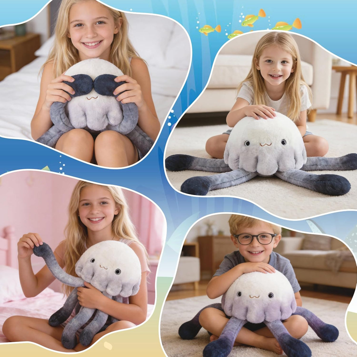 Niuniu Daddy Weighted Stuffed Animals - 3.3 Pounds / Jellyfish-ombre Grey / Ocean - image 2