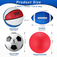 Lenwen sports balls set with basketball, soccer ball, football, playground ball, pump and bag - view 9
