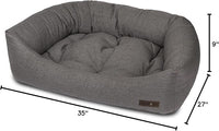 Jax & Bones Dog Bed Napper - Lark Graphite Machine Washable Dog Mat - Extra Heavy Duty Bolstered Sides - Medium Grey | 35 x 27 Inches