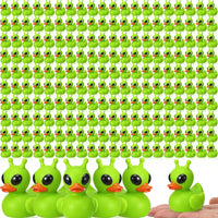 Sotiff mini alien rubber ducks, 25 green ducks with funny faces - view 6