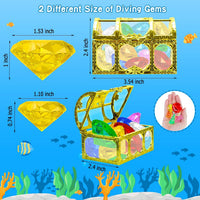 MGparty 24 piece diving gem pool toys with colorful acrylic gems, shells and pirate treasure chest - view 2