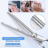 Gimars Titanium Coated Professional 6 in 1 4CR Stainless Steel Dog - 7inch Silver Round Tip 6 in 1 Professional - image 3