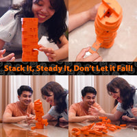 Funwares Stack-O-Lantern wooden pumpkin stacking game blocks in a tower - view 5