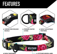 Wolfgang Heavy Duty, Adjustable Dog Collar with Quick Release Nylon Buckle for Walking & Training - Large (1 Inch x 18-26 Inch) / DarkFloral Print - image 3