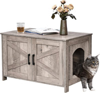 31.5" L Cat Litter Box Enclosure with Barn Door - 31.5"L / Greige