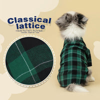 Plaid Dog Shirt: Classic Checkered Style in Pure Cotton for Large - XS-(2~4lb) | Chest(~13.7") / Green - image 3