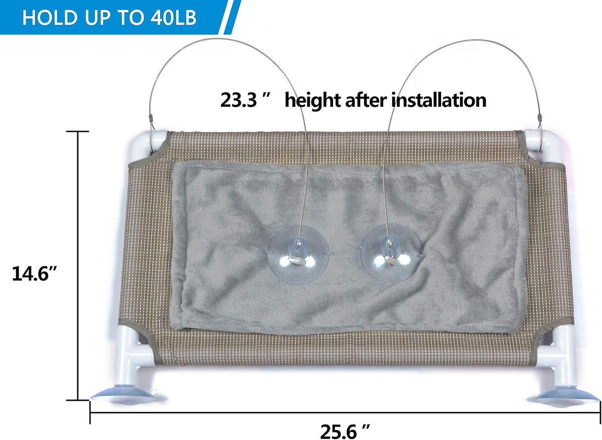 Cat Window Hammock – Mess-Free Waterproof Cats Window Perch for Large Cats, Strong Suction Cup - Beige - image 2