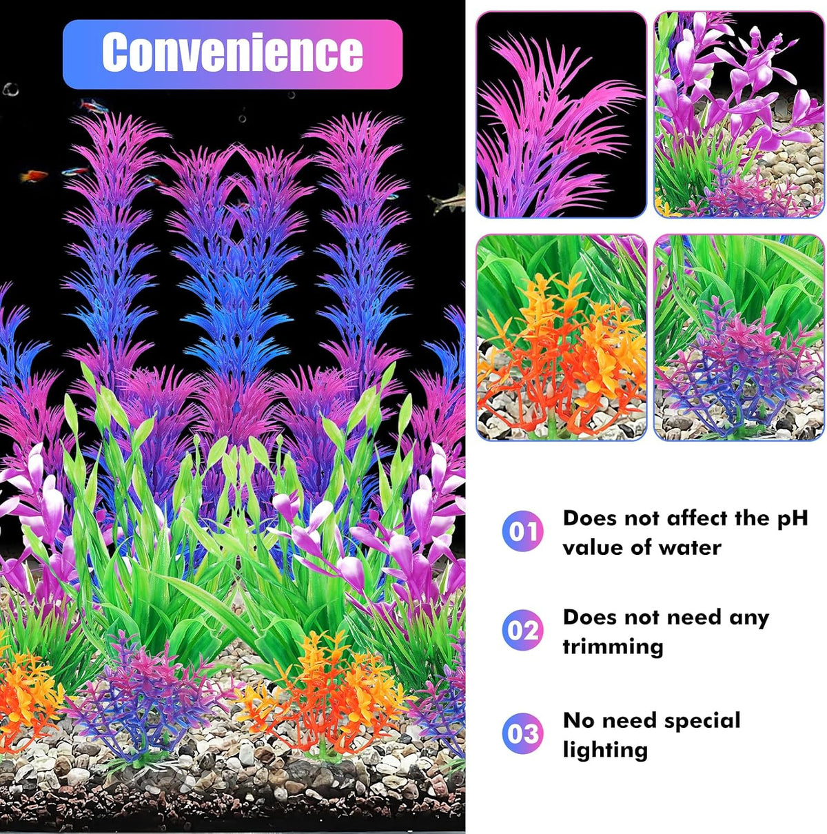 AQUANEAT Artificial Fish Tank Plants - Purple Multi - image 4