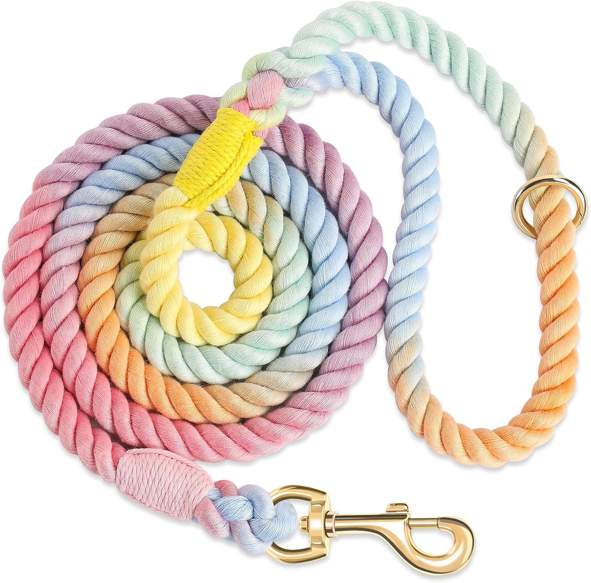 5 FT Handmade Rope Dog Leash for Small Medium and Large Dogs – Essentials for Dogs - 5FT x 1/2in (Pack of 1) / Colorful Macaron