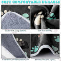 4 Pcs Waterproof Guinea Pig Blankets Washable Small Animal Fleece Bedding Absorbent Guinea Pig Cage Liners Reusable Pet Pee Pad Sleep Mat Pad Cover for Hamster Ferret (Cute Paw,24 x 16 Inch)