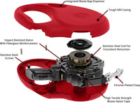 TUG Oval 360° Tangle-Free Retractable Dog Leash with Integrated Waste - Red / Large - image 3