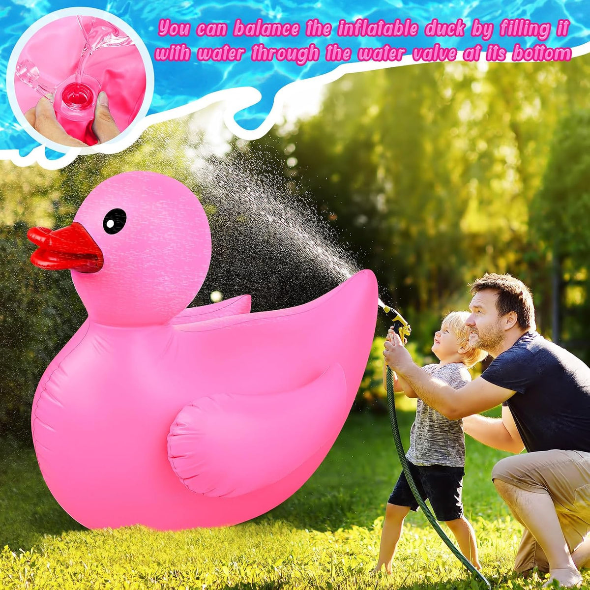 Hungdao 1 Pack 4 Feet Giant Inflatable Duck Pool Float - Pink / 2 - image 3