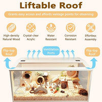 Prolee Hamster Cage Wooden Chew Proof, Extra Large Mice and Rat Habitat Openable Top with Acrylic Sheets Solid Built Small Animal Cage with Leg Stands, 40 Inch Long
