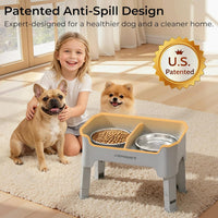 URPOWER Mess Proof Elevated Dog Bowls 4 Height Adjustable Raised Stand – Essentials for Dogs - Light Grey / Small - image 2