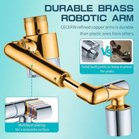 CECEFIN 1440ºSink-Water-Filter Faucet-Extender 3.0 Telescopic - Carbon Purifier Reduce 99% Chlorine, NSF Certified Bathroom Kitchen Aerator, Swivel Long Arm Extension for Toddlers, Hard Water Softener