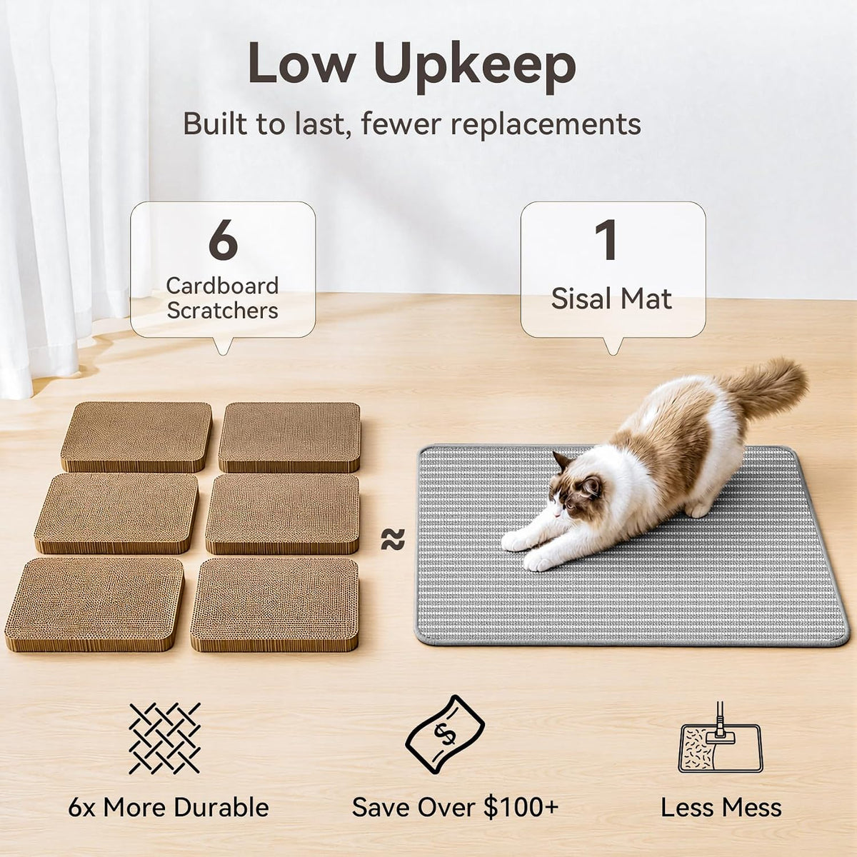 Cat Scratcher Mat, 23.6"x15.7" Natural Sisal Cat Scratch Pad – Essentials for Cats - Gray / 1 Pack-39.3"x23.6" - image 3