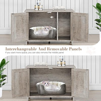 JY QAQA Cat Litter Box Enclosure,Litter Box Furniture Hidden with Barn Door,Wooden Washroom Furniture,Cat House,Fit Most of Litter Box