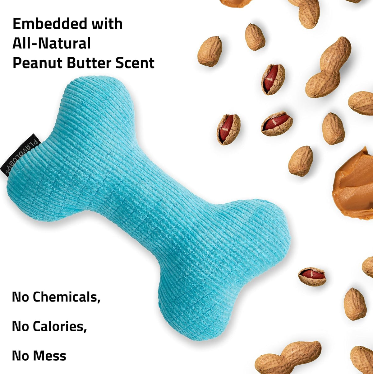 Playology Durable Plush Bone Toy, Squeaky Bone, Jumbo - Jumbo Bone / Peanut Butter - image 4