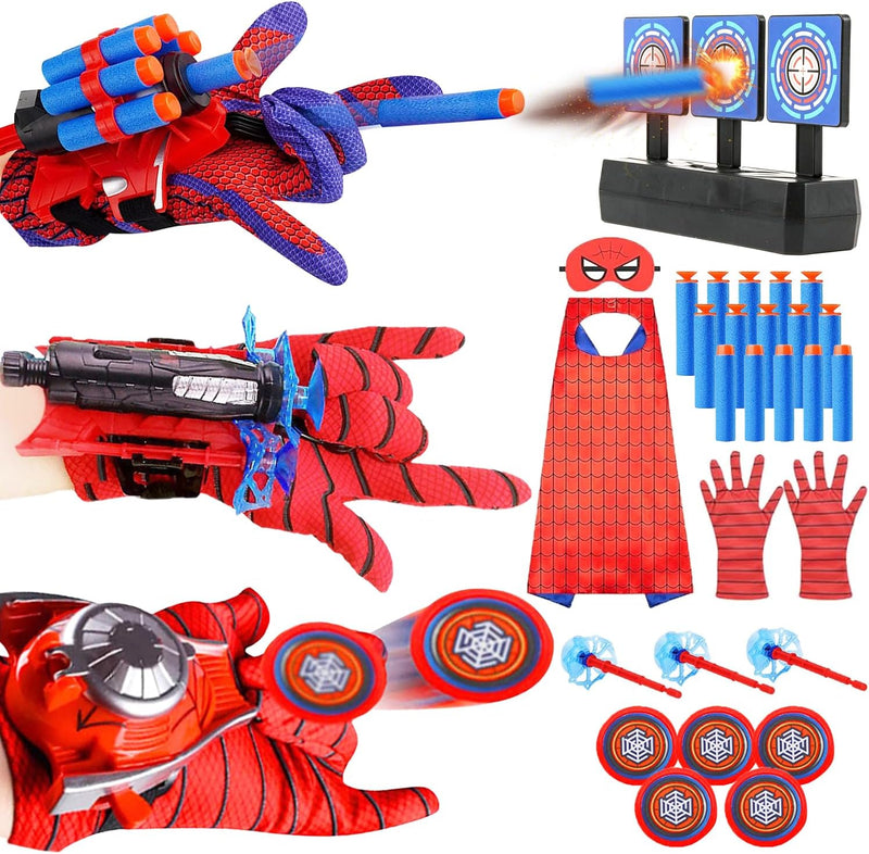 2 Sets Spider Web Shooters for Kids Halloween Party Favors Cosplay - Red+black