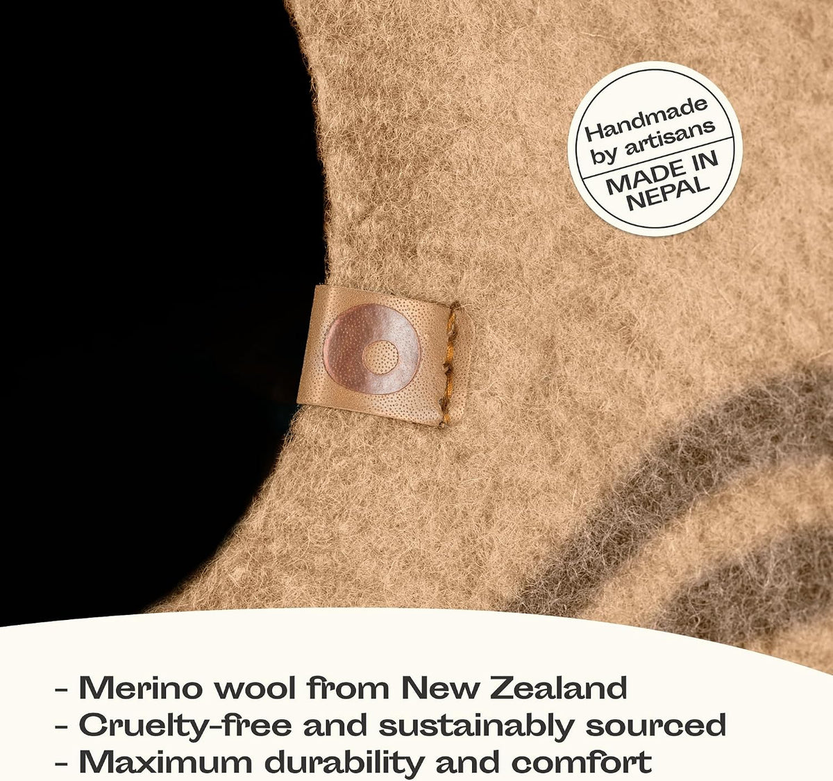 Cat Cave, New Zealand Wool Bed for Indoor Cats - Beige / Medium - image 2