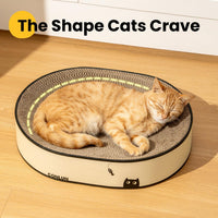 Conlun Oval Cat Scratcher Bed - Black Cat / Medium (16.9"L x 12.9"W x 3.5"Th) - image 4