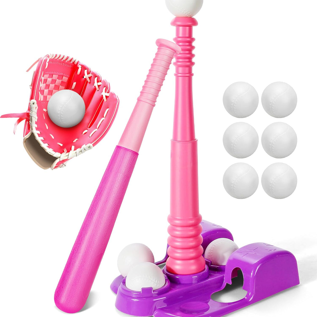 TOY Life T Ball Set for Kids 3-5-8 - Glove, Tee, Bat & 6 Balls