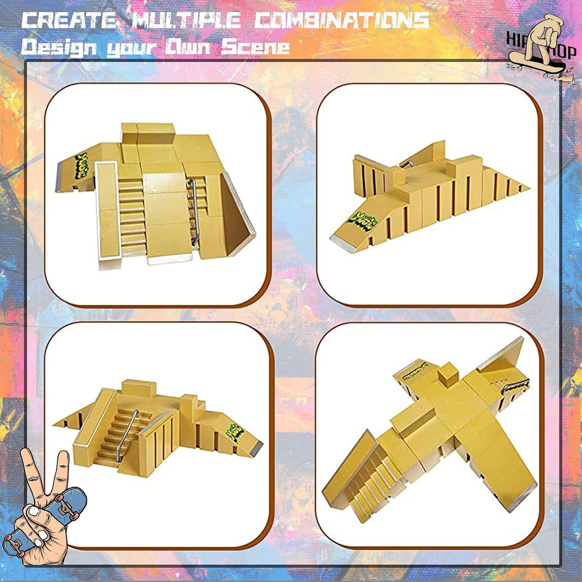 Premium Fingerboard Skate Park Kit with 6 Finger Skateboards & 5 Ramps – Fun for Kids & Family - image 4
