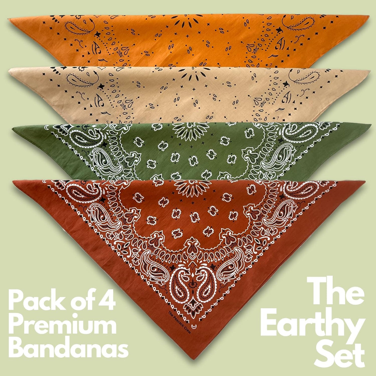 Premium Soft Cotton Bandanas Pack for Men and Women Paisley 22 x 22 - Pack of 4 Earthy Essentials - image 2