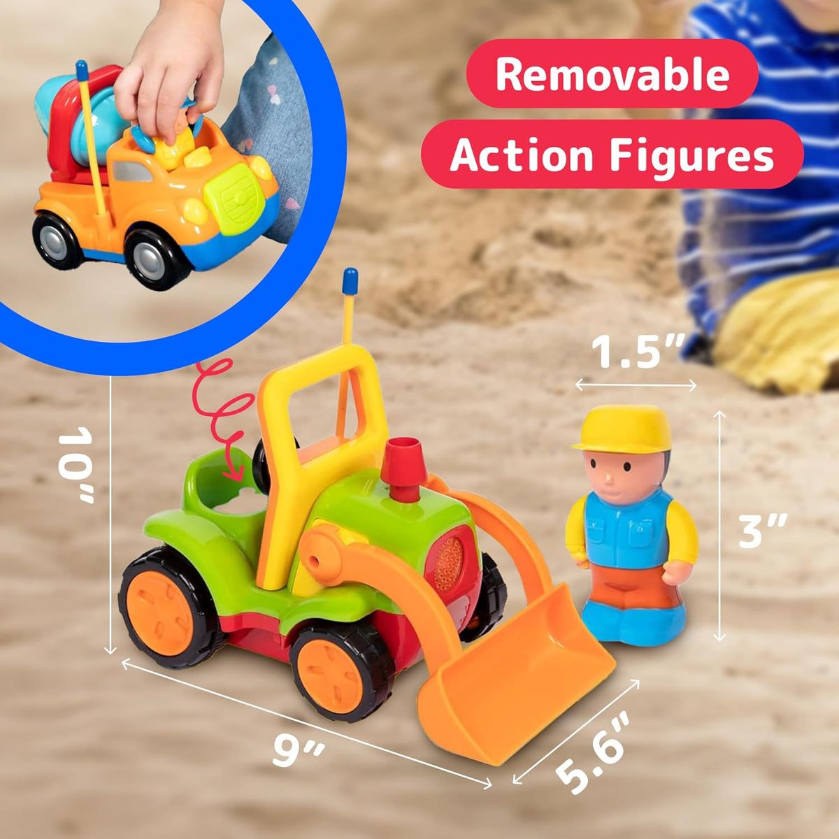 PREXTEX 2 Pack Cartoon Remote Control Cars for Toddlers - Truck/Tractor - image 3