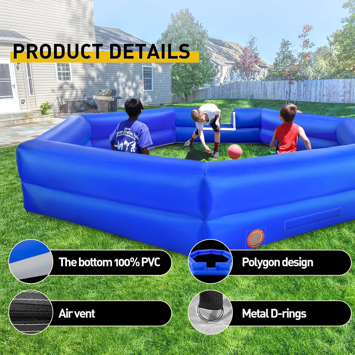 WARSUN 15 ft inflatable gaga ball pit with notched entry and built-in blower - view 32