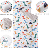 Bunnikins & Clover Toddler Nap Mat with Removable Pillow - Dinosaur White - image 2