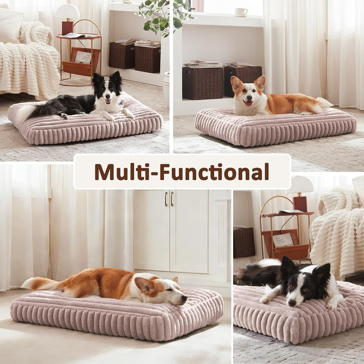 FURTIME Dog Beds Large Sized Dog, Washable Dog Bed for Crate - Pink / M(29"x21"x3") - image 4