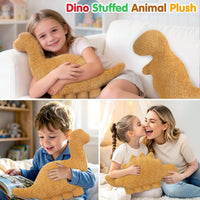 Dino Nugget Pillow Plush, Dinosaur Chicken Plush Nuggets Pillow Funny Birthday Gifts for Boys - Golden Brachiosaurus / Small - image 3