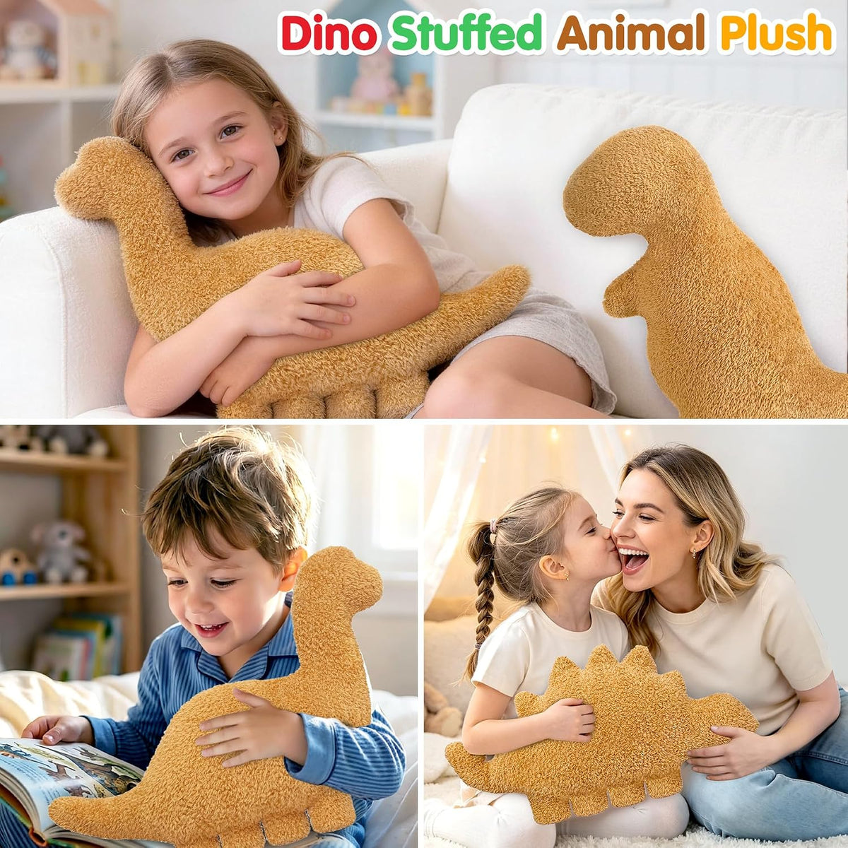 Dino Nugget Pillow Plush, Dinosaur Chicken Plush Nuggets Pillow Funny Birthday Gifts for Boys - Golden Brachiosaurus / Small - image 3