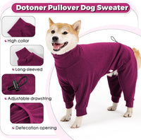 Dotoner Pullover Dog Sweater with Leash Hole - XX-Large / Red - image 4