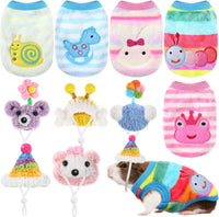 Clysee 10-piece guinea pig clothes set with flannel vests and knitted mini hats - view 6